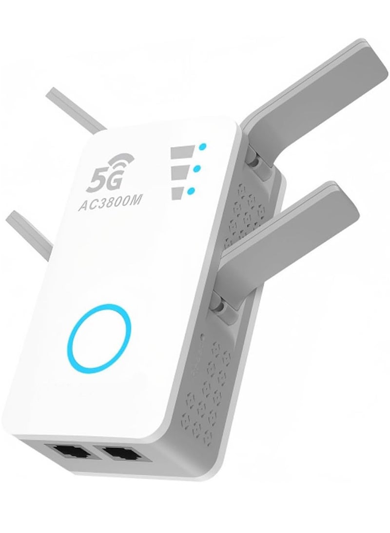 مكرر إشارة واي فاي، موسع إشارة لاسلكية، نقطة وصول، راوتر ثنائي النطاق، أربعة هوائيات قوية بسرعة 1200 ميجابت في الثانية، أبيض - Image 1